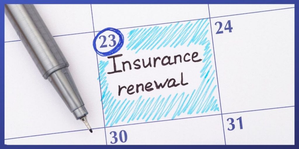 Calendar with date marked for health insurance renewal.