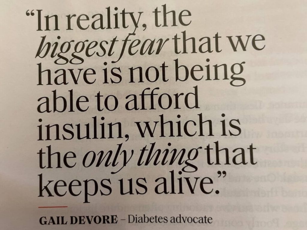 Quote from diabetes advocate.